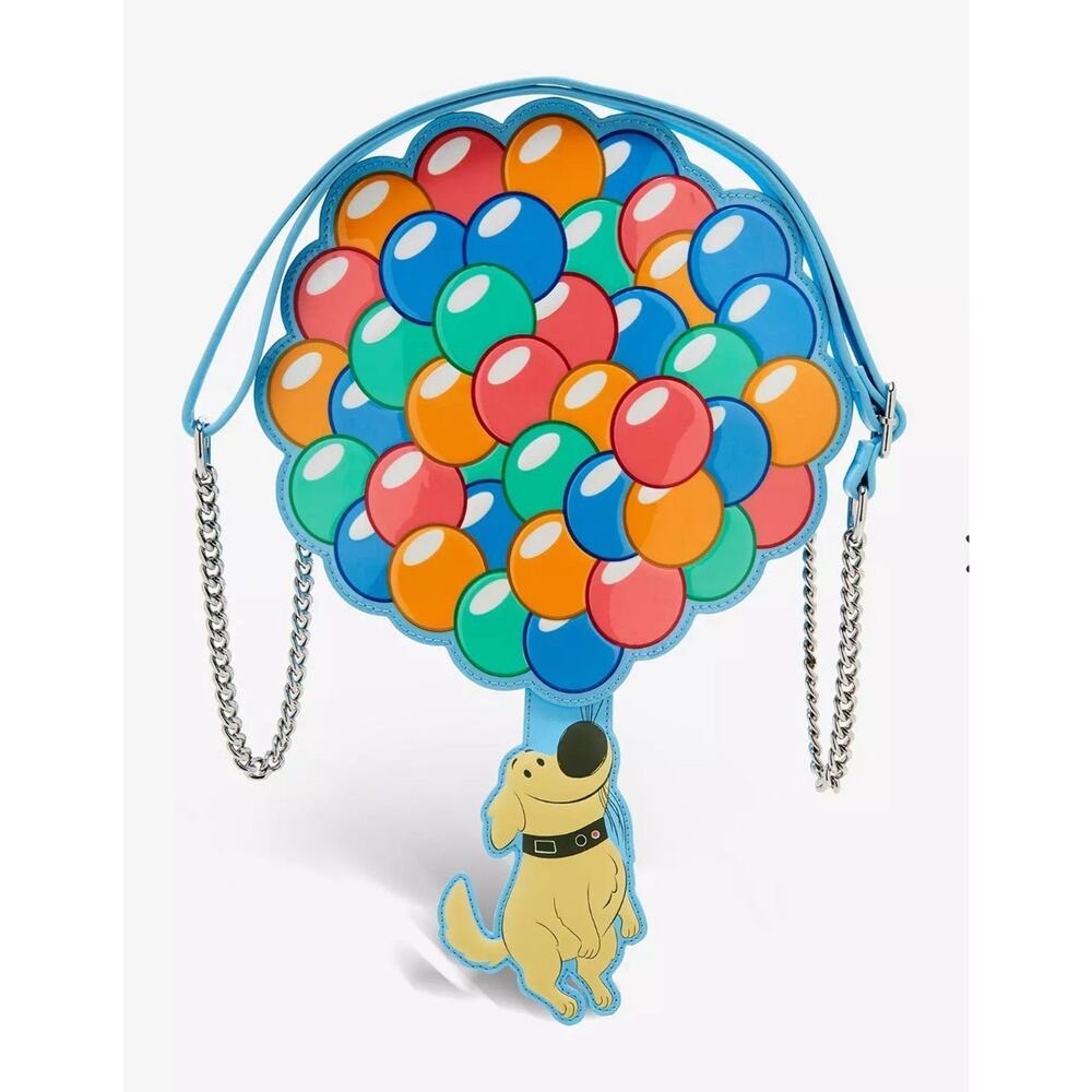 Loungfly UP Doug hanging from balloons N crossbody NWT